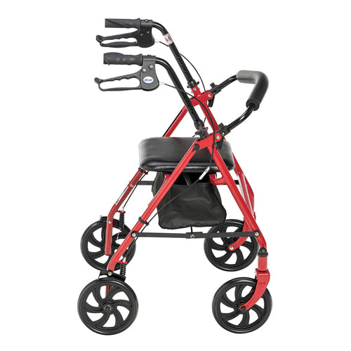 4 Wheel Steel Rollator w/7ð  Casters & Basket-Loop-Red